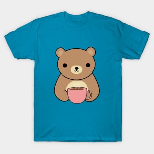 Cute Brown Bear Drinking Coffee T-Shirt T-Shirt